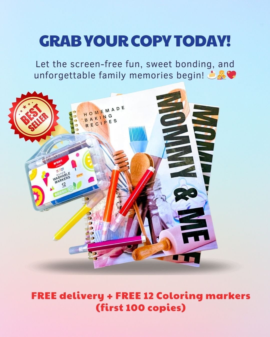 Mommy & Me Fun Baking Recipe Book (Physical Book + Free Washable Markers)